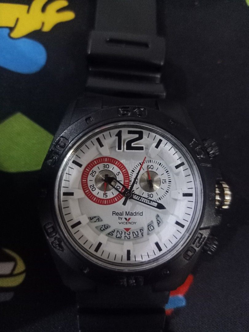 Viceroy real madrid (Category: Men's Watches) located in Las Pinas. Submitted by quick_deals_great_finds2 (Listing ID 1310411740, Image 1). Description: Original good working condition Quartz chronograph with battery 42mm Fully functional sub dials.