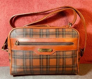 Vintage Ralph Lauren Trocadero 30 cm Brown Tartan Sling Cross Body Bag