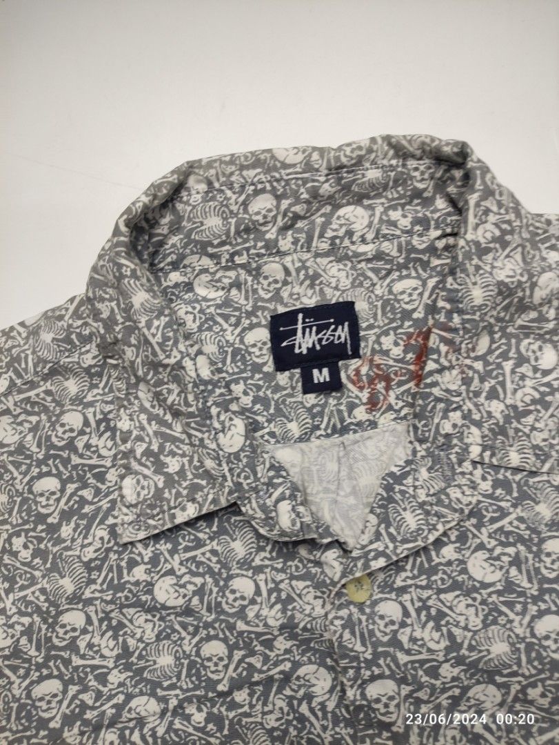 80s old stussy skull pocket tee M