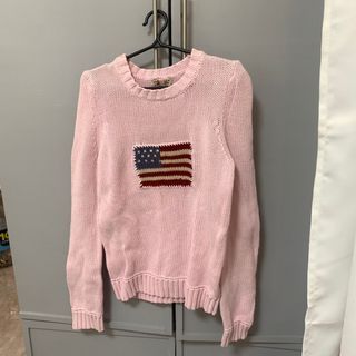 y2k Pinterest Ralph Lauren Pink Flag Sweater