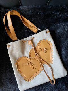 Yves Saint Laurent (YSL) Small Tote Bag Handbag Canvas Leather