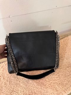Zara Black Leather Shoulder Bag Chain Strap Original