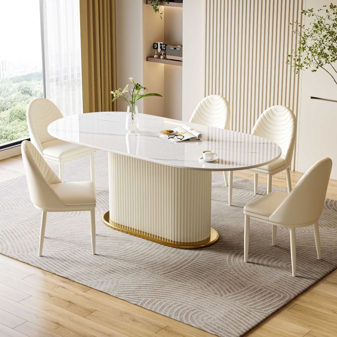 Cream stone dining table online