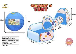 3 in 1 childrens playhouse tunnel set foldable polka dots pop up ball pit tunnel tent