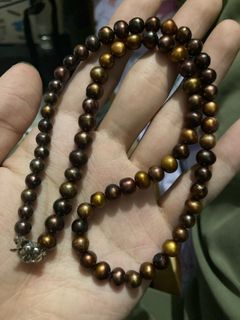 中古 天然海料大溪地產 拉貢古銅色珍珠項鏈64215708673026110