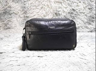 Ace Black Zipper Leather Clutch Bag