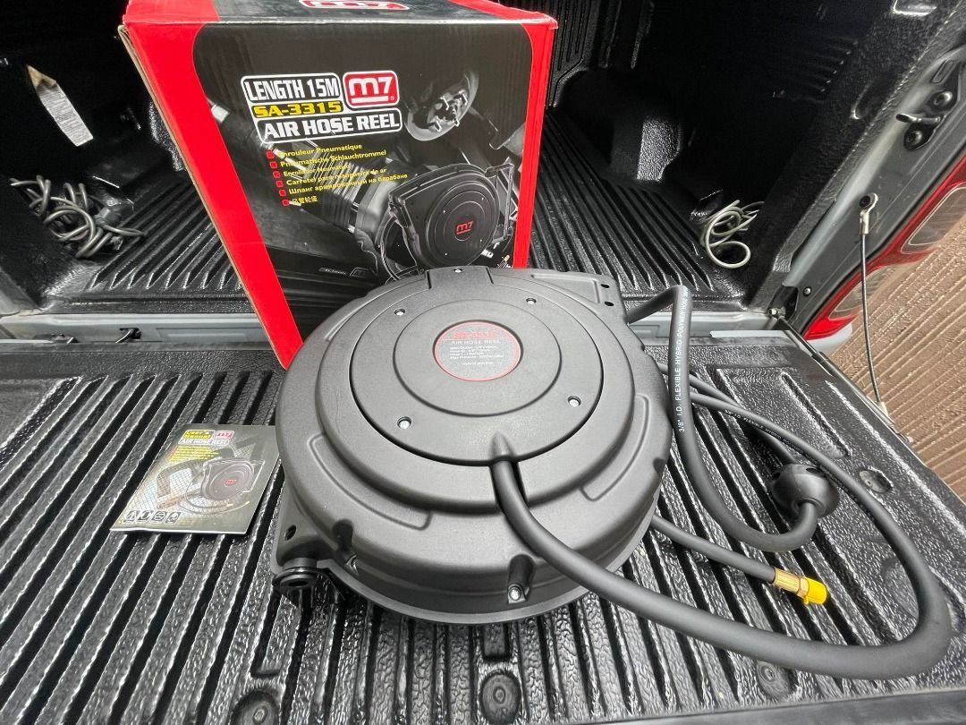 Air Hose Reel (Category: Construction Tools & Equipment) located in Cavite. Submitted by ed_012 (Listing ID 1310454383, Image 2). Description: Retractable Air Hose Reel Brand: M7 Model: SA-3315 Working Pressure: 90 (PSI) / 6.3 (bar) Hose length: 15 (M) Male PT Fitting: 3/8" Features: Case Material : Shock-proof plastic With after sales support √ Parts and service warranty √ Free delivery within Metro Manila and nearby areas Message or Call as for