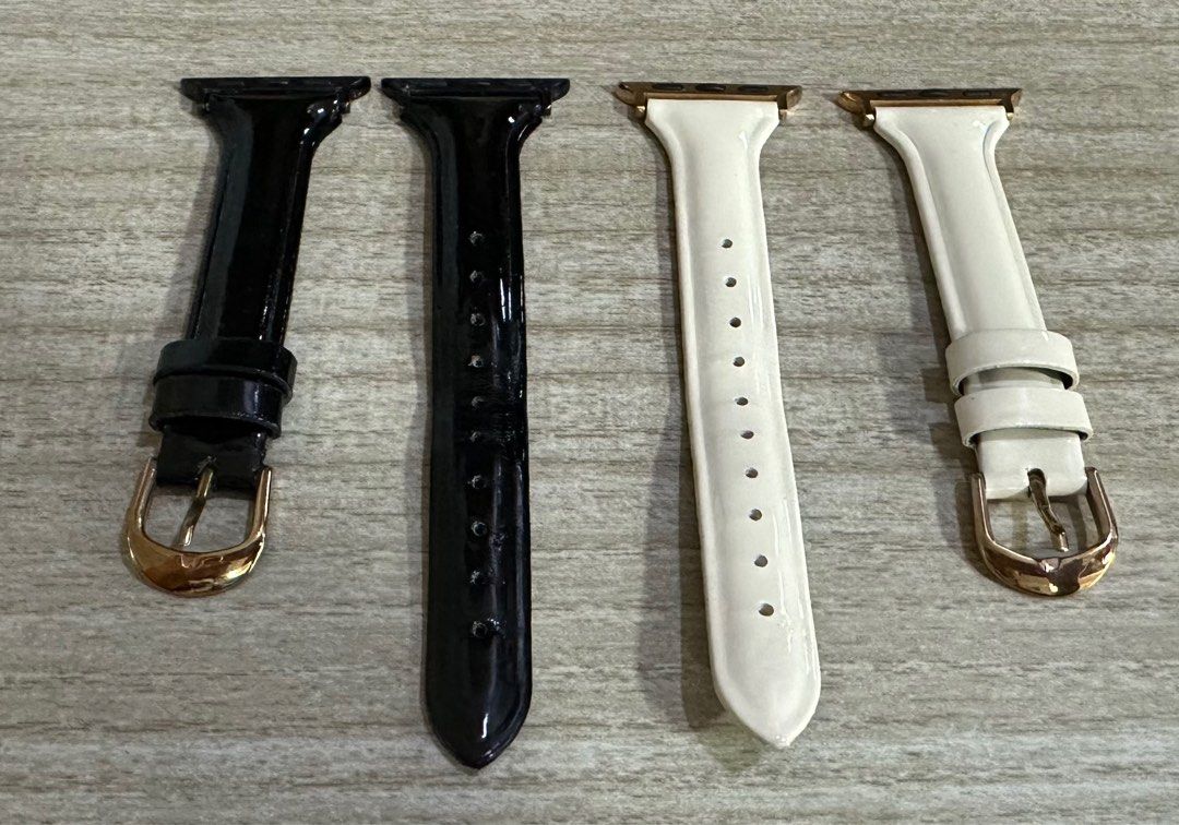 Apple Watch 38/40/41 Watch Strap Set (Category: Wearables & Smart Watches) located in Calumpit. Submitted by jammiescloset (Listing ID 1310494057, Image 1). Description: Apple Watch 38/40/41 Watch Strap Set - Selling as a bundle - Synthetic leather in very good condition - Bought from Sh3in - Buyer shoulders SF.
