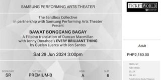 Bawat Bonggang Bagay June 29 3PM Row A Seat 6