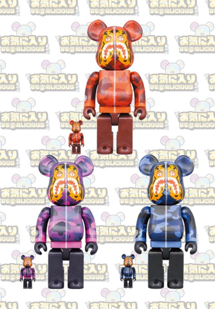 Bearbrick x BAPE(R) Camo Tiger [Red/Purple/Blue] Ver. 100%+400% Set of 6