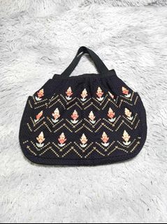 Black Embroidery Hobo Bag