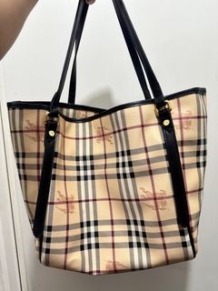 ‼️SPECIAL SALE‼️Vintage BURBERRY Haymarket Canterbury Tote Leather Bag with pouch (perfect office or school bag)