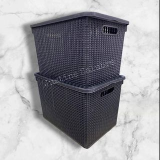 【BUY 1 TAKE 1】XL Rattan Storage Box/Organizer/Basket in Black Color Only