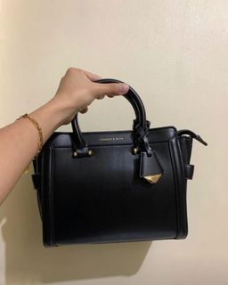 Charles and Keith Trapeze Top Handle City Bag Black