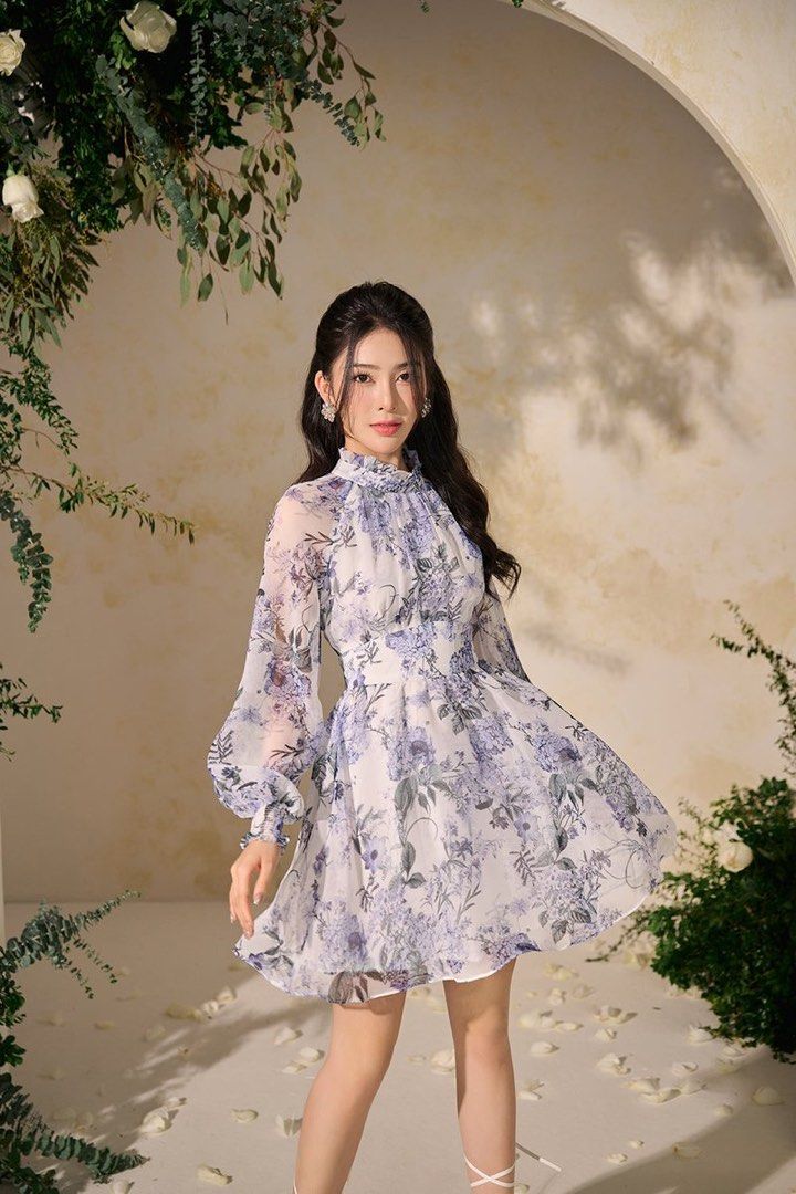 Billowy wrap mini dress shop