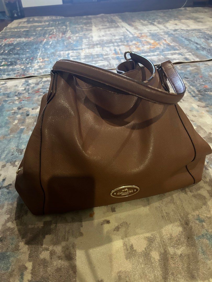 COACH Eddie Saddle Brown Leather Shoulder Bag Women s Fashion Bags Wallets Shoulder Bags on Carousell