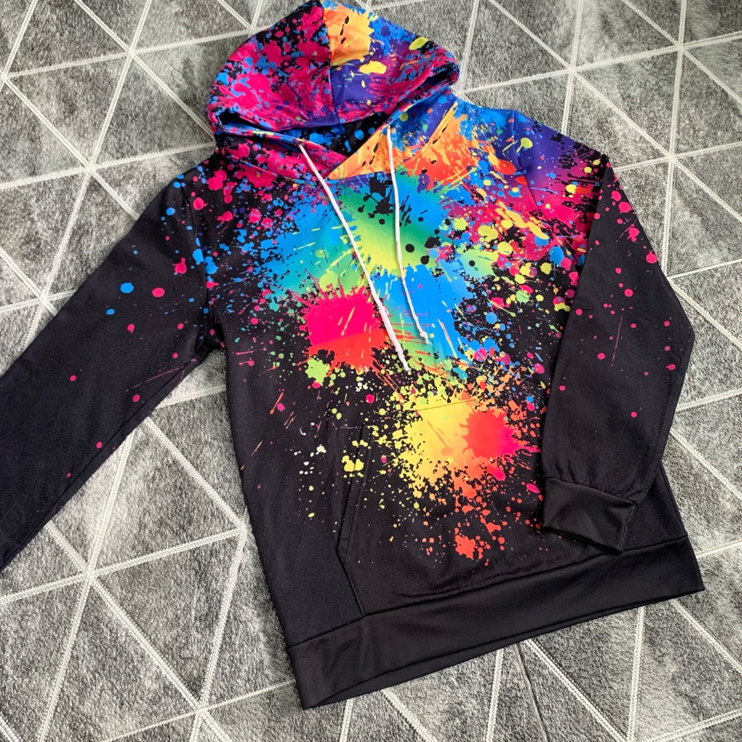 Colorful AIDEAONE Hoodie Paint Multicolour Rainbow