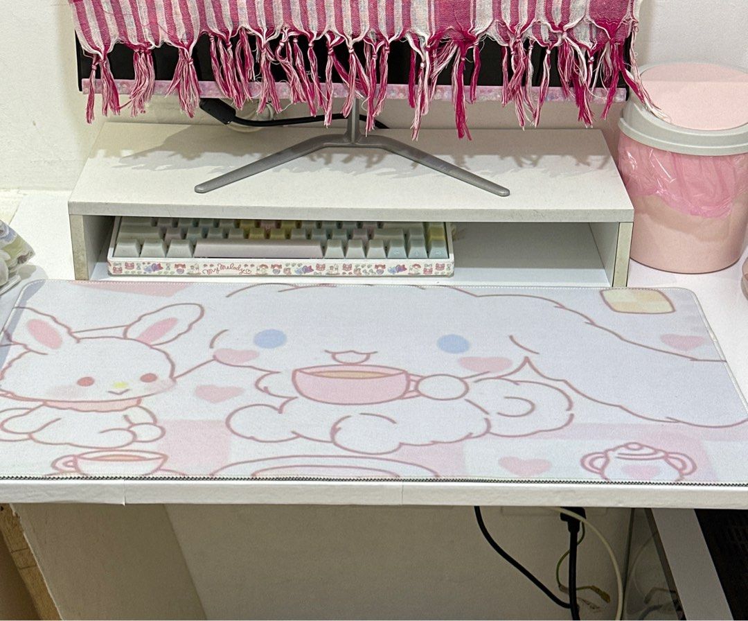 Cute Pink Cinnamoroll Mousepad / Keyboard pad (Category: Mouse & Mousepads) located in Taguig. Submitted by chrryblssmhvn (Listing ID 1307706446, Image 1). Description: cleaned has few cracks sa ilalim but didn’t affect its sole purpose ‼️keyboard not included.