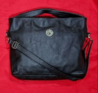 Dark Brown Genuine Leather 2way to 3way bag. Sling bag. Kili bag. Handbag. Laptop bag. School bag, office bag. Almost black.