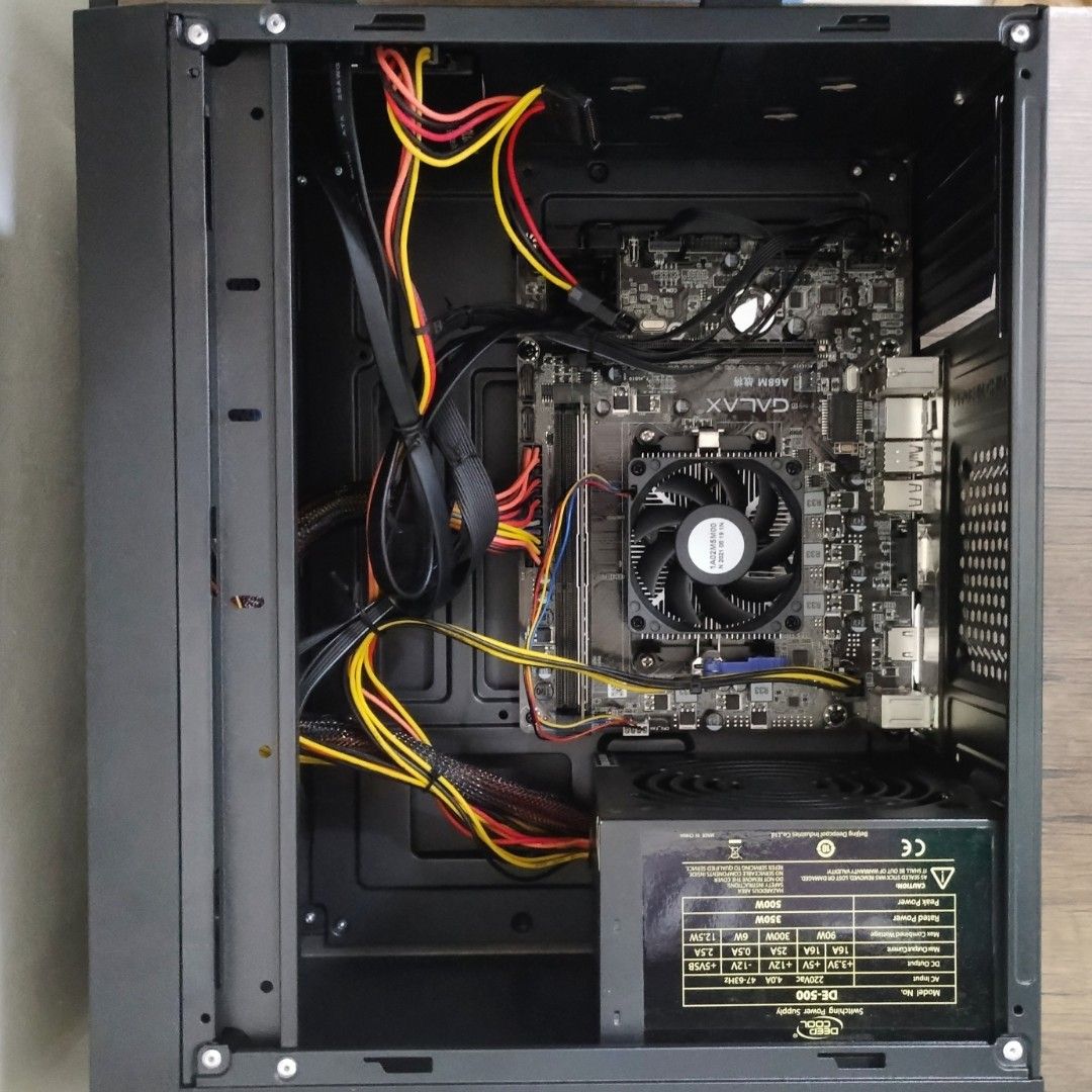 Desktop PC plus FREE Motherboard (Category: Desktops) located in Quezon City. Submitted by mrgoodgears (Listing ID 1310503574, Image 2). Description: Specs: Galax A68M A8-7680 (Integrated graphics) 4gb Ram 500 gb SSD Keytech Case Deepcool 500w PSU Free: Extra Mobo, Colorful A68M-E V15 *OS installed is Batocera. Feel free to wipe the SSD No known issues. Some signs of usage Payment via Gcash, BPI, or Maya Shipping via Lalamove Buyer shoulders ship