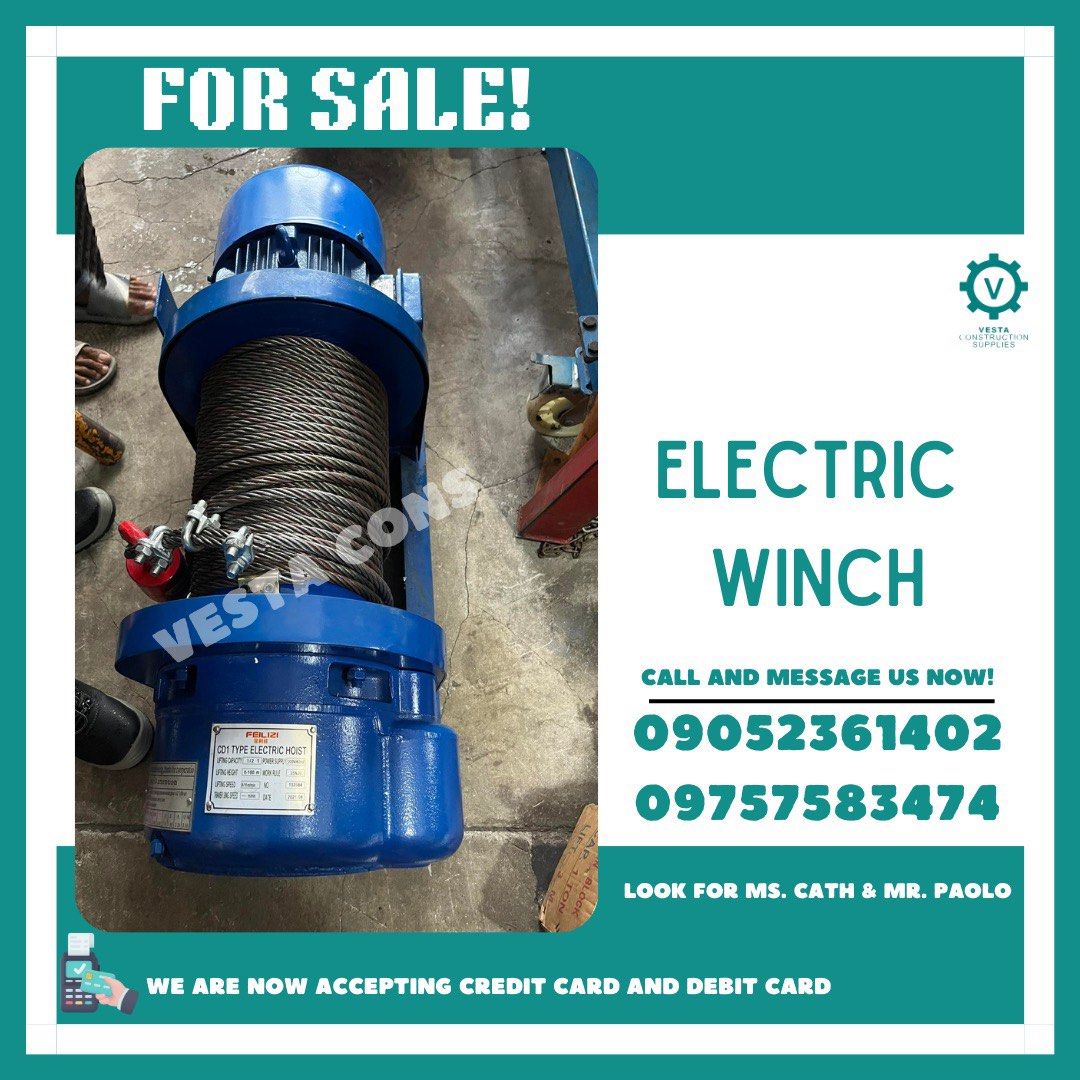 Electric winch (Category: Construction Tools & Equipment) located in Manila. Submitted by cathvesta_sales (Listing ID 1310496765, Image 1). Description: .