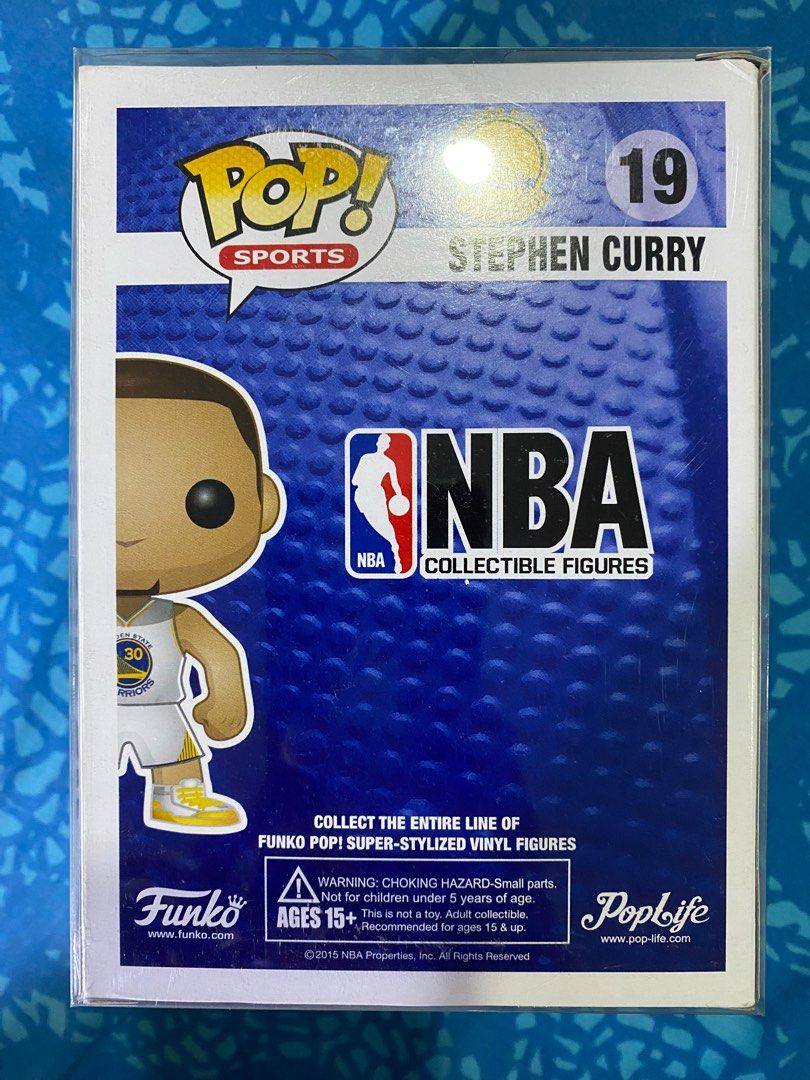 Funko Pop NBA Stephen Curry (19) (Category: Designer & Blind Box Toys) located in Makati City. Submitted by declutterphilia (Listing ID 1310598073, Image 3). Description: Slight dent on box (see photos).