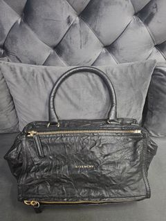 Givenchy Pandora Distressed Pepe Leather Black Medium Goatskin Bag Gold Hardware