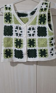 Green crochet vest