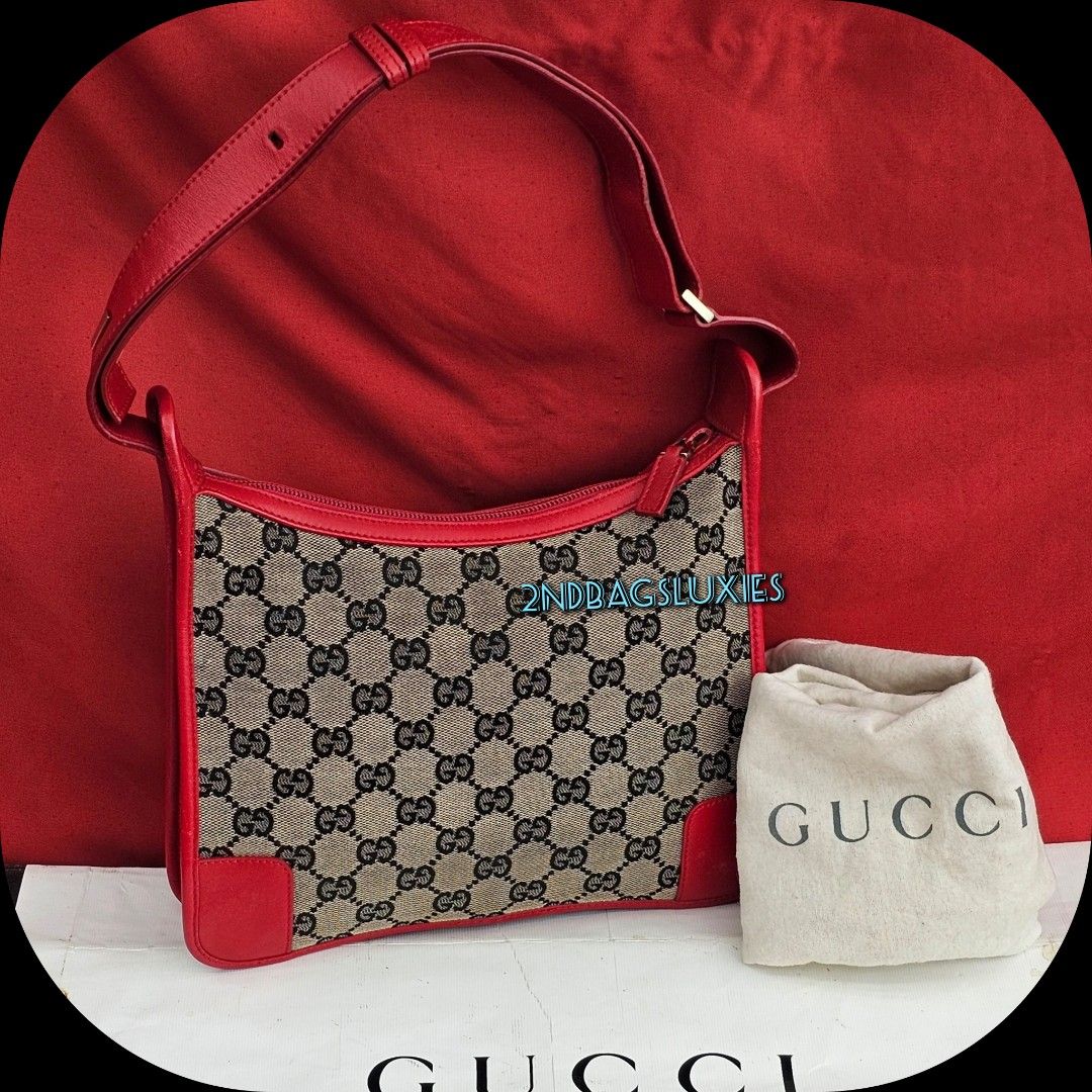 Gucci bag with red trim sale