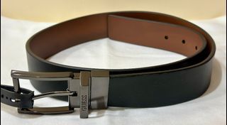 GUESS BLACK / BROWN SIGNATURE LOGO TWIST REVERSIBLE LEATHER BELT SMALL 30-32 $48
