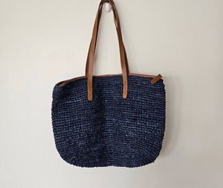 Handwoven raffia rope crochet bag