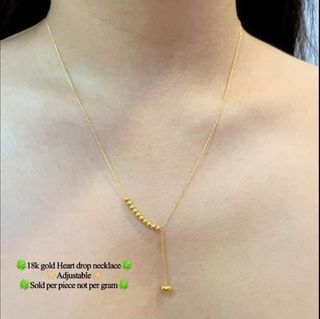 Heart Drop Center Chain Necklace in 18Karat Saudi Gold