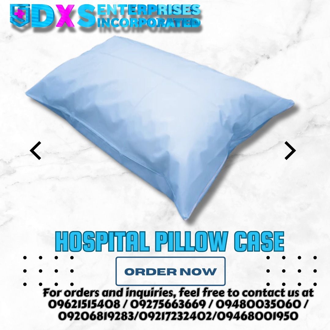 HOSPITAL PILLOW CASE (Category: Medical Supplies & Tools) located in Caloocan City. Submitted by marketings84097 (Listing ID 1310480934, Image 3). Description: Size: 51x75cm Color: Powder blue, White Fabric: 100% Canadian Cotton Fitted Washable and Reusable Individually Packed Back Envelope Opening Case.