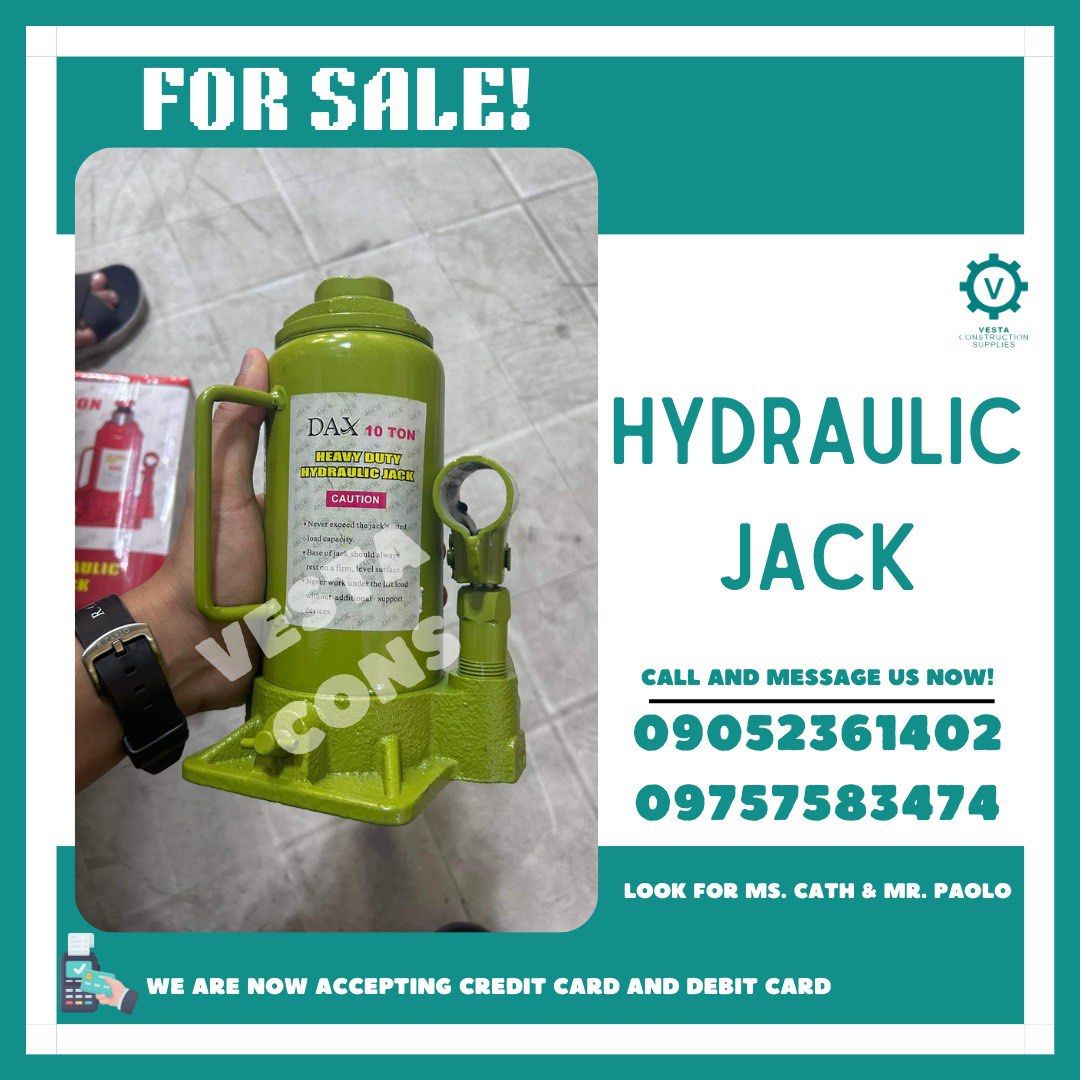 Hydraulic jack (Category: Construction Tools & Equipment) located in Manila. Submitted by cathvesta_sales (Listing ID 1310480806, Image 1). Description: .