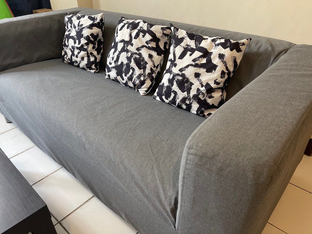 IKEA KLIPPAN Loveseat Sofa Couch with cover (Category: Sofas) located in Mandaluyong City. Submitted by cottoncandie2019 (Listing ID 1310472186, Image 3). Description: IKEA KLIPPAN LOVESEAT SOFA durable metal springs in the seat for a springy comfort Cover made from Vissle fabric, smooth weave and two tone effect. It is also removable and machine washable. Measurements: 180cm Width 88cm Depth 66cm Height PM for sure buyers! #rush #movingoutsale #