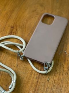 Iphone 12 promax Nude Silicone Case with Lanyard
