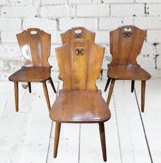 Karimoku Set of 4 Vintage Wooden Dining Chairs