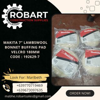 Makita 7” Lambswool bonnet buffing pad  velcro 180mm code : 192629-7