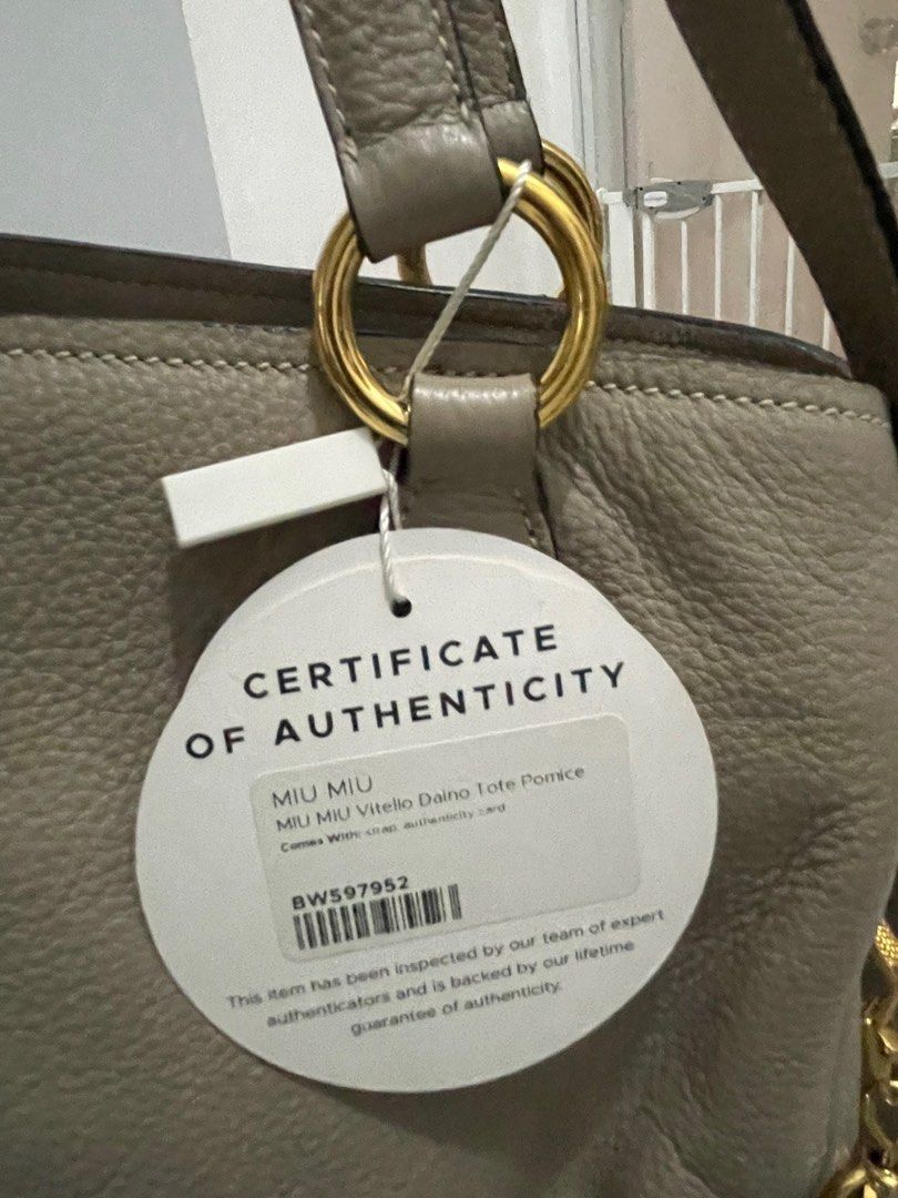 Miu Miu Vitello Daino Tote (Category: Luxury Bags & Wallets) located in Makati City. Submitted by Tyangge (Listing ID 1310524976, Image 3). Description: No inclusions.