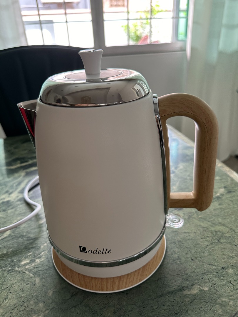 ODETTE STREAMLINE STAINLESS STEEL WHITE ELECTRIC KETTLE 1.7L, TV & Home ...