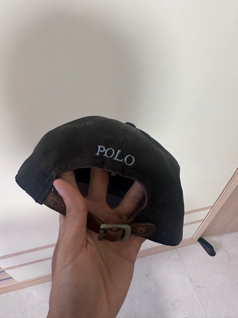 Navy polo hat leather strap discount