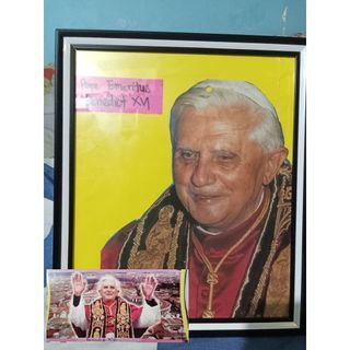 Pope Benedict XVI Portrait 10r with free Holy card STAMPITA of Pope Benedict (pre-loved)