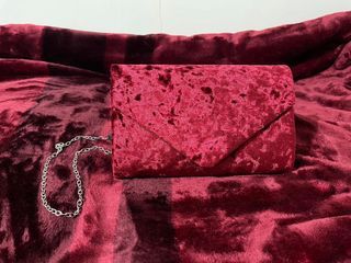 Red Clutch Bag with Silver Sling