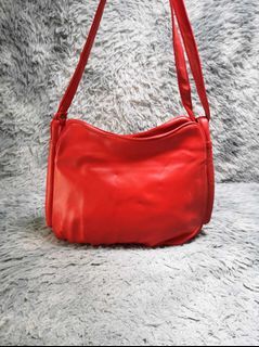 Red Zipper Leather Hobo Bag