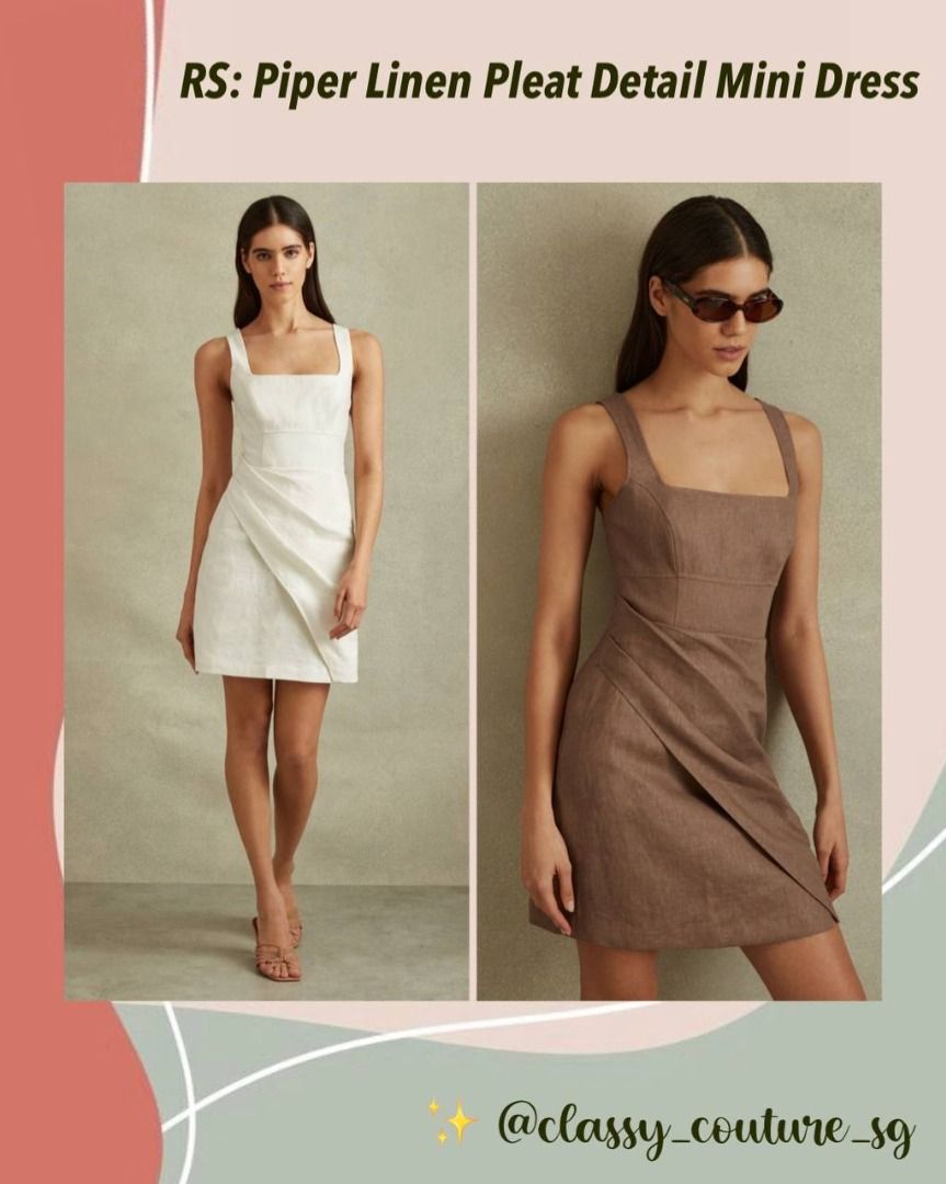 Reiss Piper Linen Pleat Detail Mini Dress, Women's Fashion, Dresses & Sets,  Dresses on Carousell