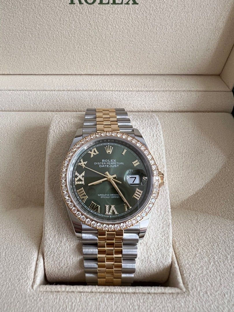 Rolex Datejust 36mm Olive Green Jubilee Roman VI dial 126283 0011 Carousell