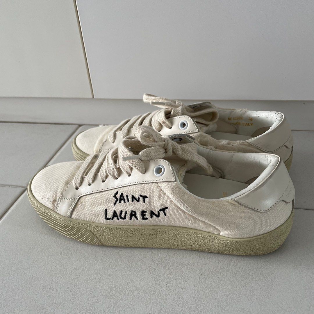 SAINT LAURENT CLASSIC COURT DISTRESSED SNEAKERS