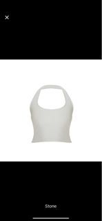 BNEW Tapies Lounge Shop Perfectly Ribbed Halter Top in Stone