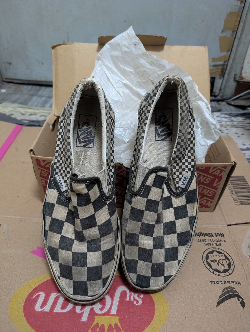 Dirty checkered vans best sale