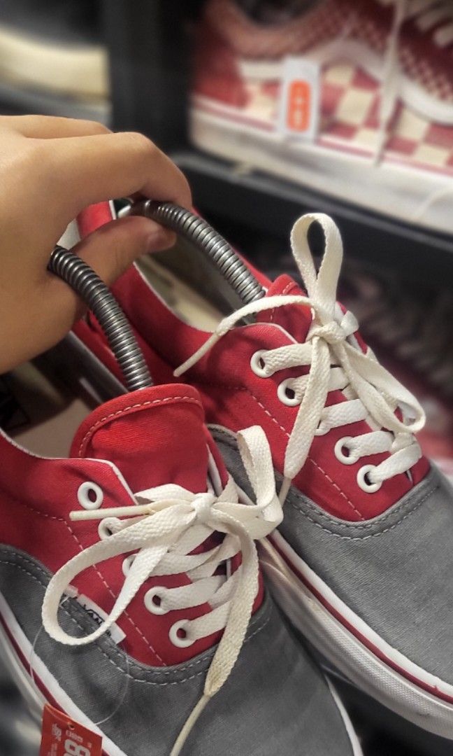 Red and grey vans on sale